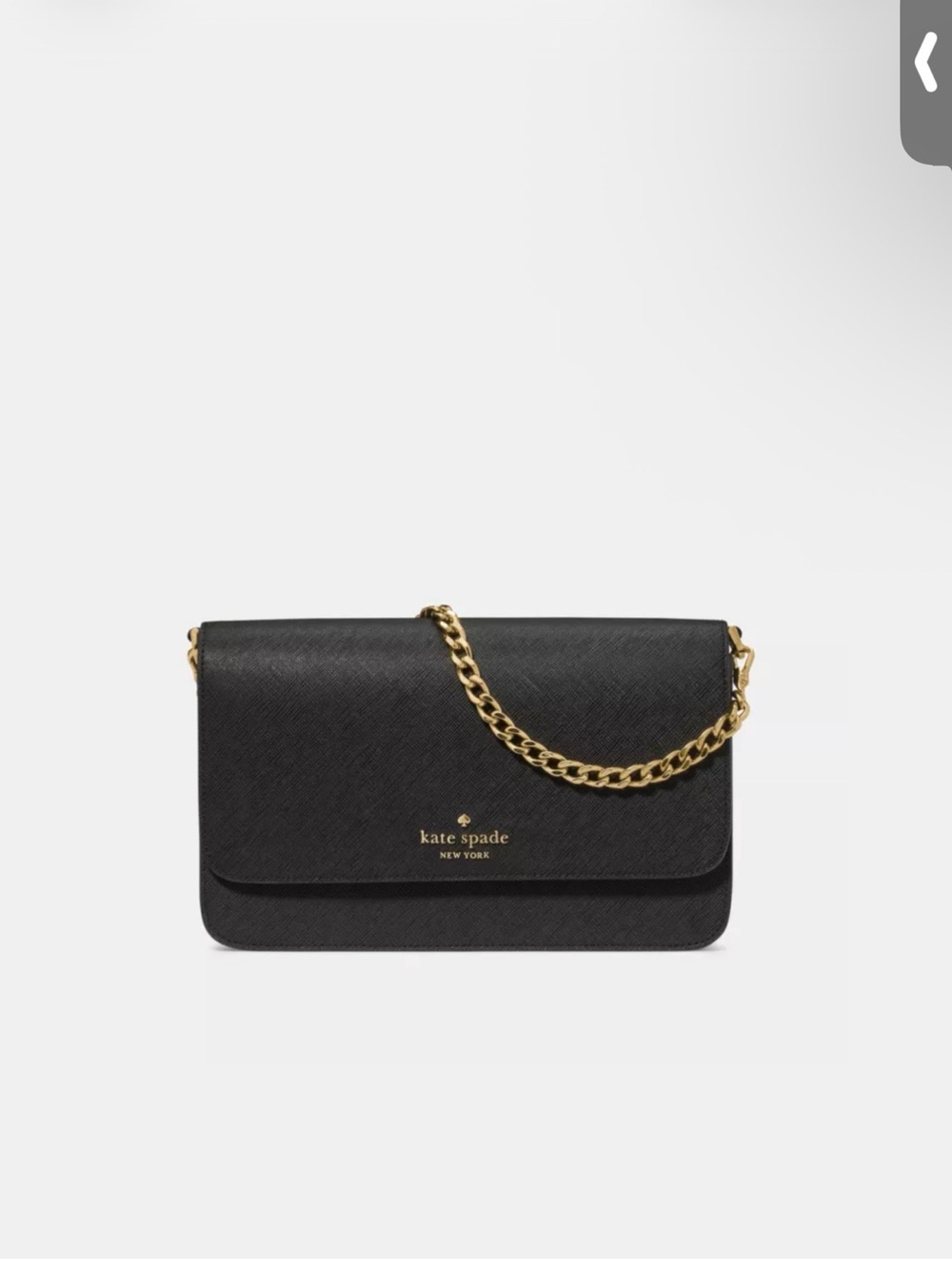 kate spade Black Saffiano Leather Chain Crossbody Bag with Gold Chain